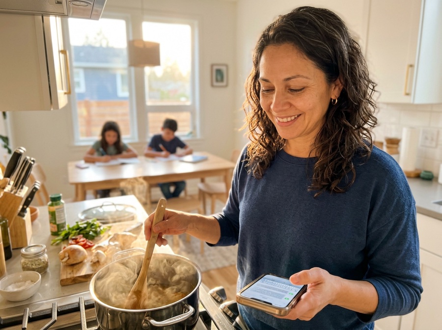 6:30 PM: la cocina, los niños, el teléfono