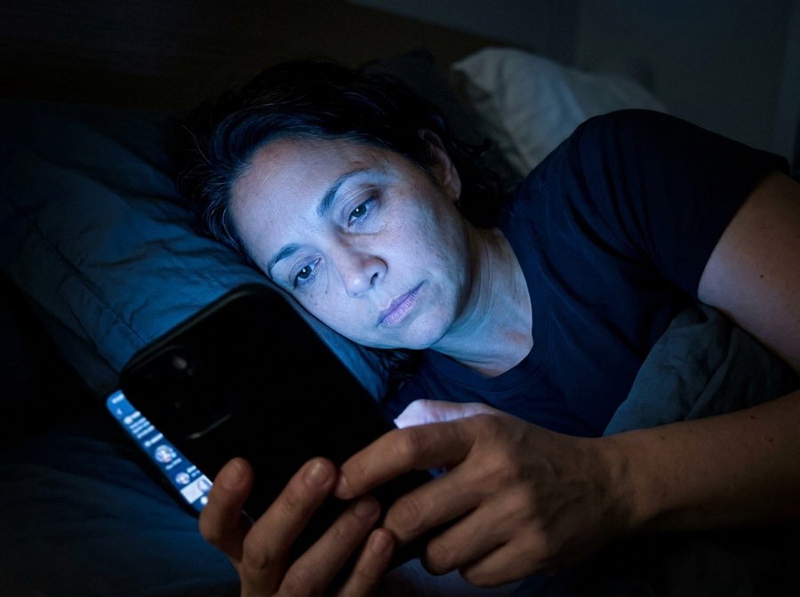 9:40 PM: scroll en la cama con luz azul