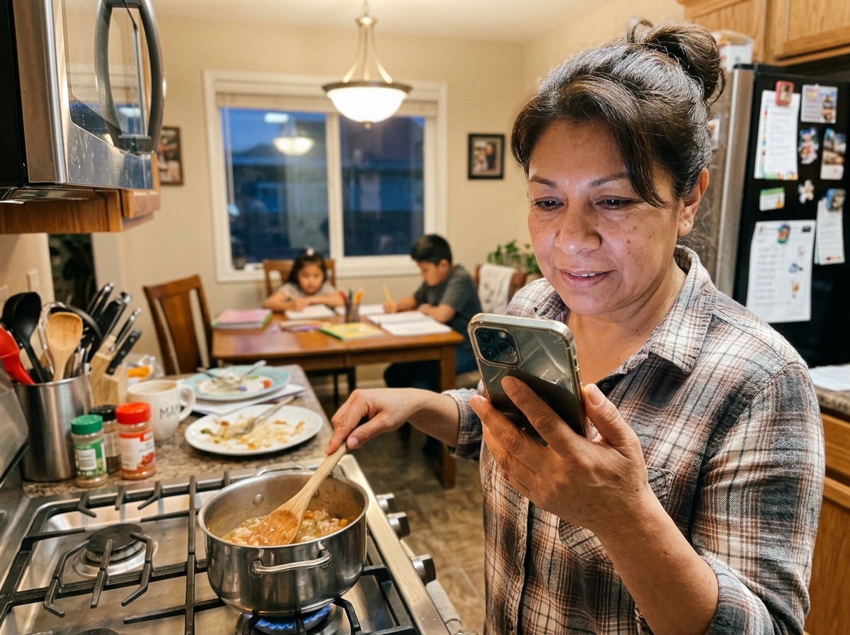 6:30 PM: la cocina, los niños, el teléfono